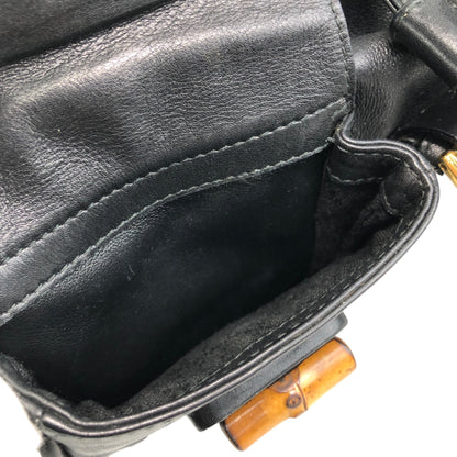 GUCCI Bamboo Front Buckle Backpack Black Vintage gaic2f