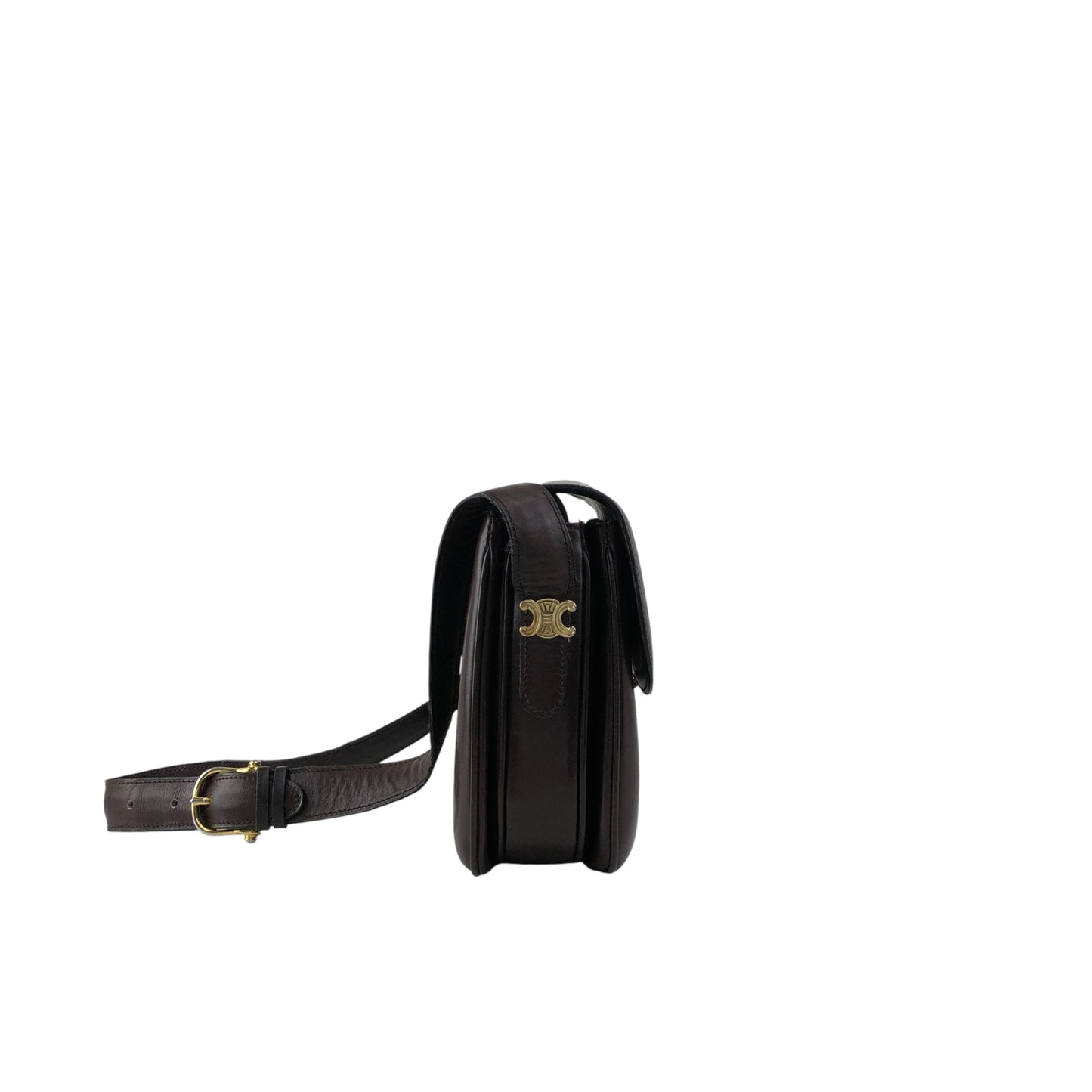 CELINE Triomphe Horse Carriage Shoulder bag Brown Vintage thyd2h