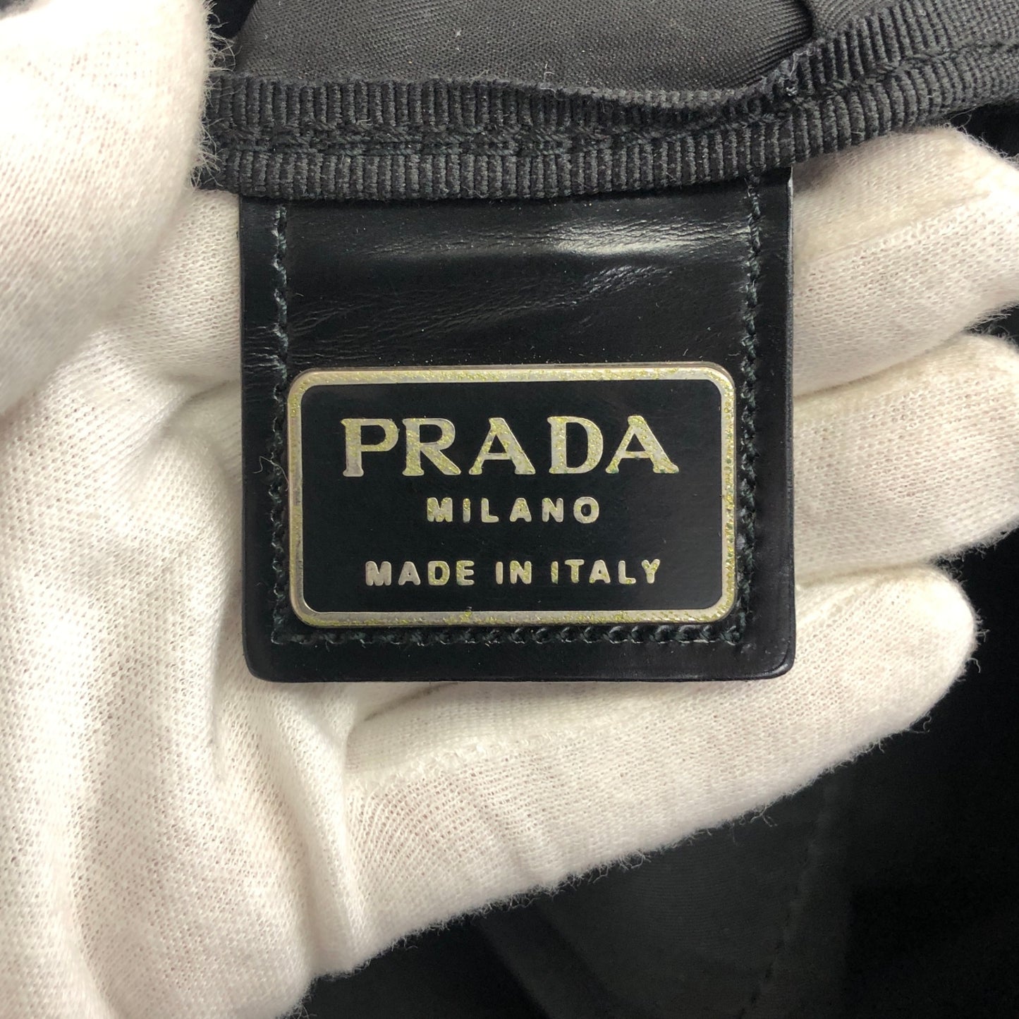 PRADA Tessuto Triangle Logo Boston bag Black Vintage ukxscf