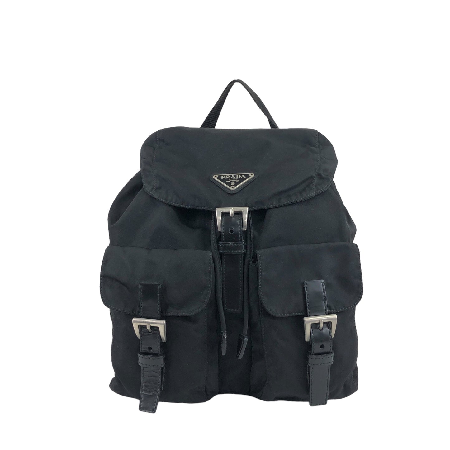 PRADA Triangle Logo Backpack Black Vintage 82dthm