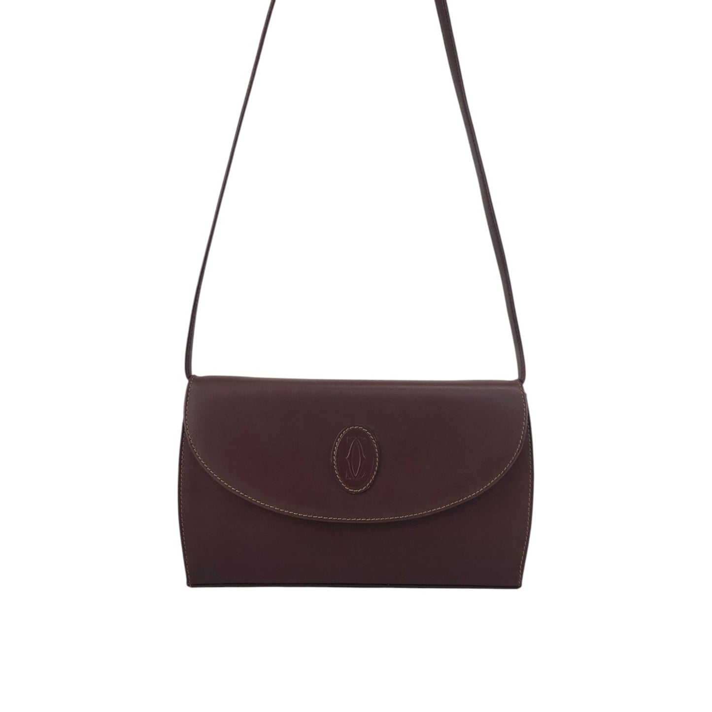 Cartier Logo Embossed Shoulder bag Bordeaux Vintage ezui2a