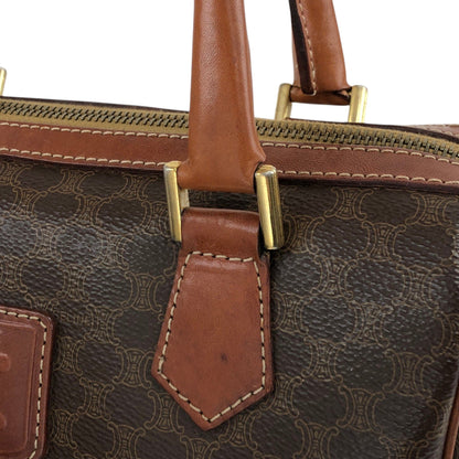 CELINE Macadam Blason Small Boston bag Handbag Brown Vintage f2ydjv