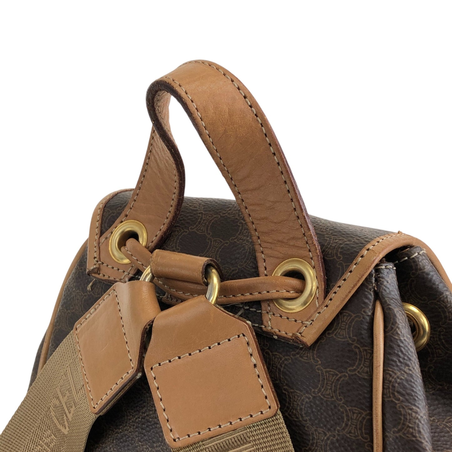 CELINE Macadam Gancini Backpack Brown Vintage jgndep