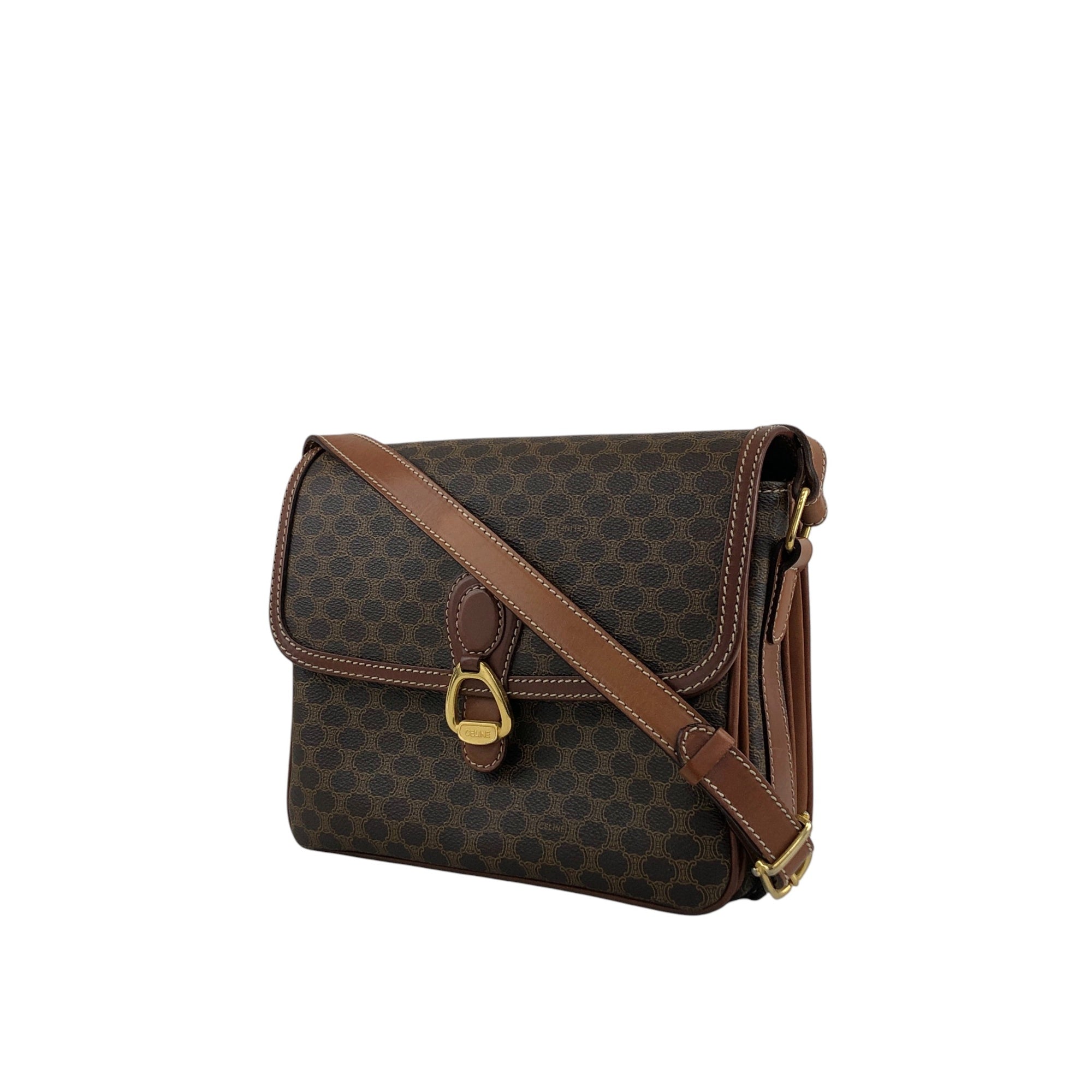 CELINE Macadam Horseshoe Shoulder bag Brown Vintage mxtw8i