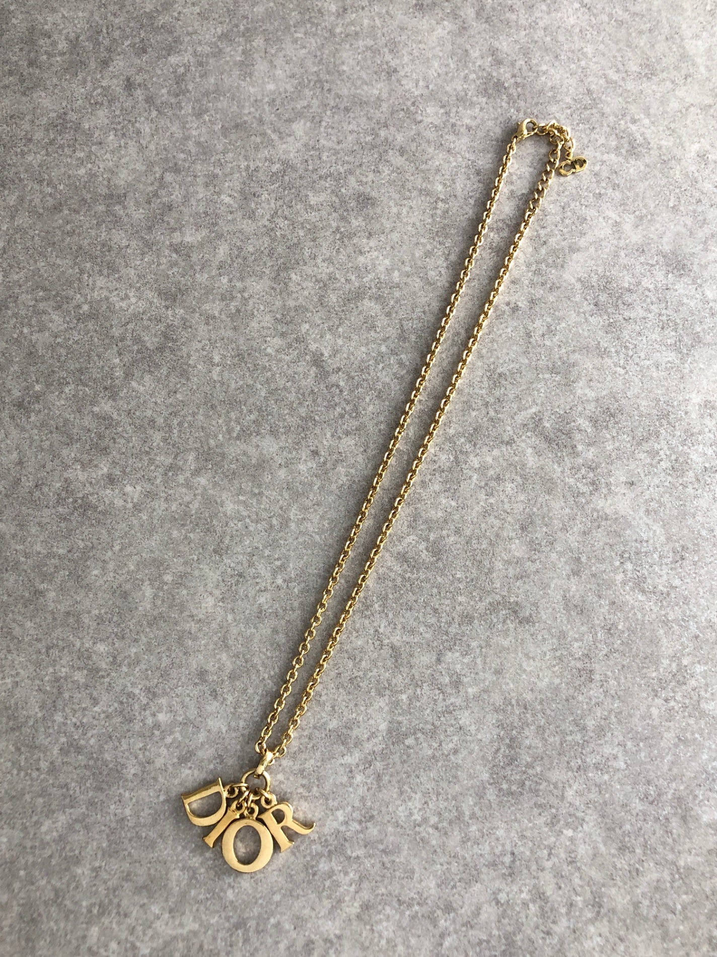 Christian Dior Logo Necklace Gold Vintage px6mfb