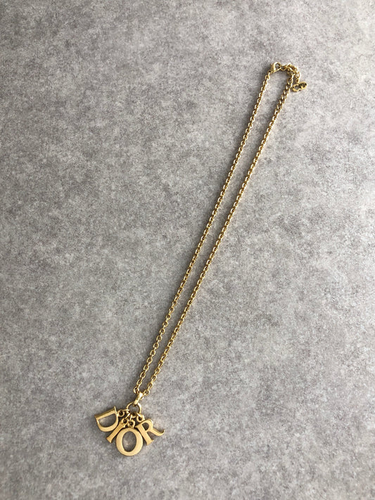 Christian Dior Logo Necklace Gold Vintage px6mfb