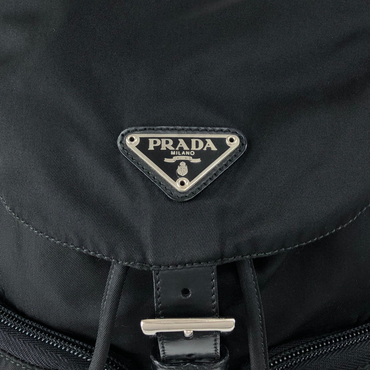 PRADA Tessuto Triangle Logo Double Pocket Backpack Black Vintage hspzjr