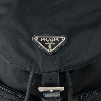 PRADA Tessuto Triangle Logo Double Pocket Backpack Black Vintage hspzjr