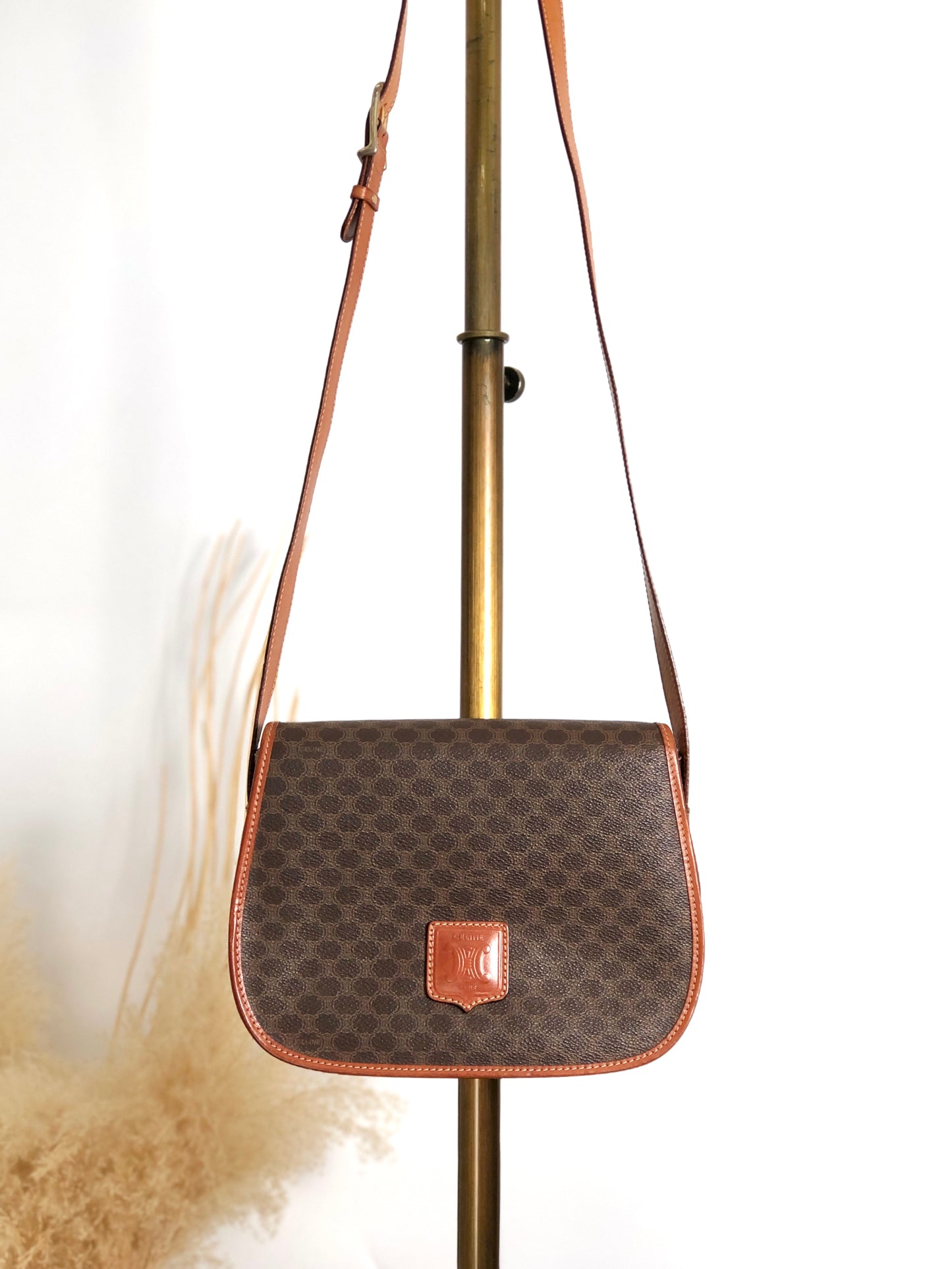 CELINE Macadam Blason Shoulder bag Brown Vintage 6pmbjw