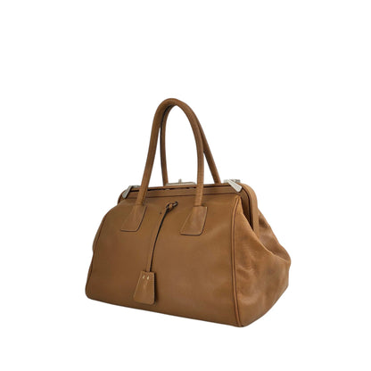 PRADA Metal Clasp Handbag Brown Vintage d6nuka