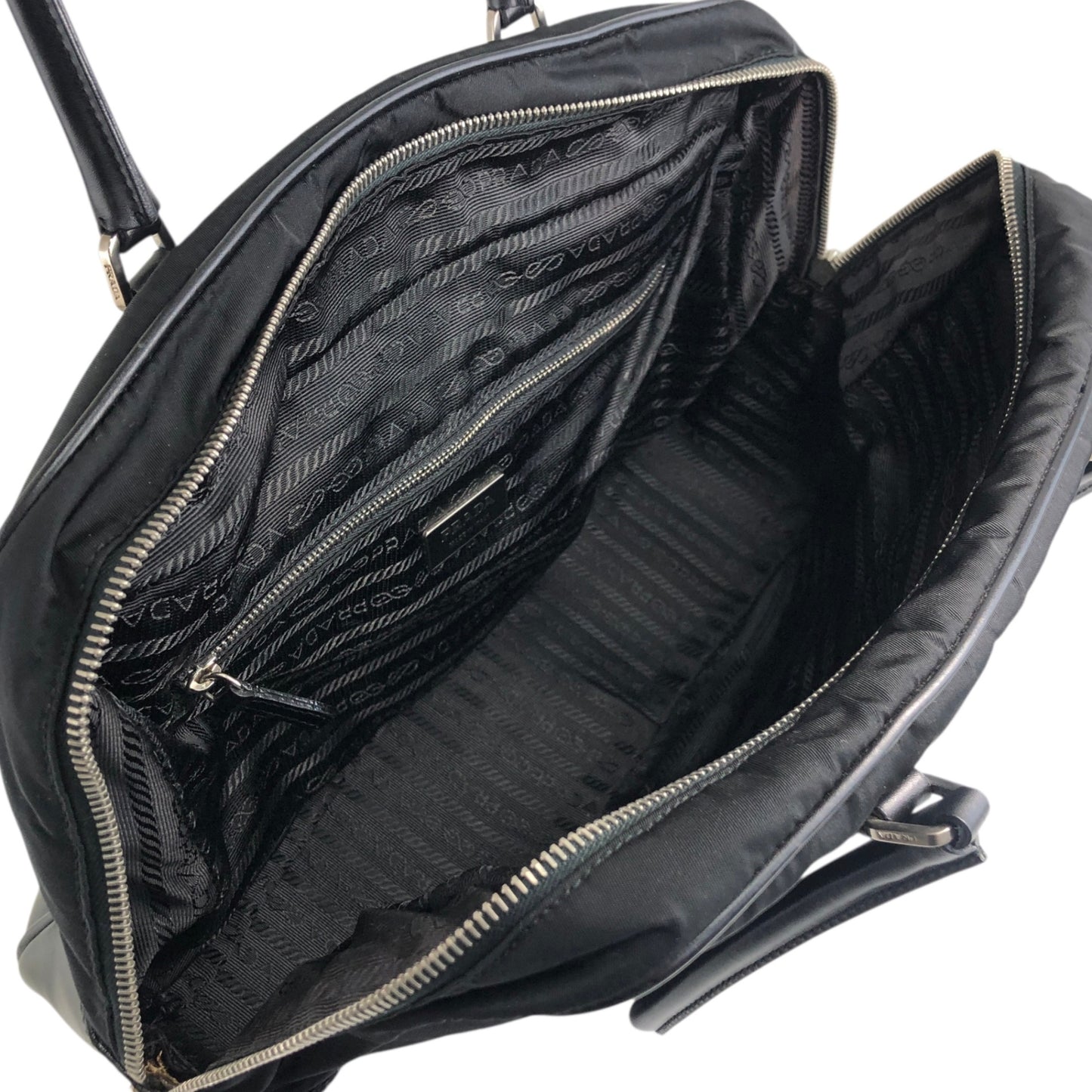 PRADA 三角形標誌小號波士頓包手提包黑色復古 djrwbv