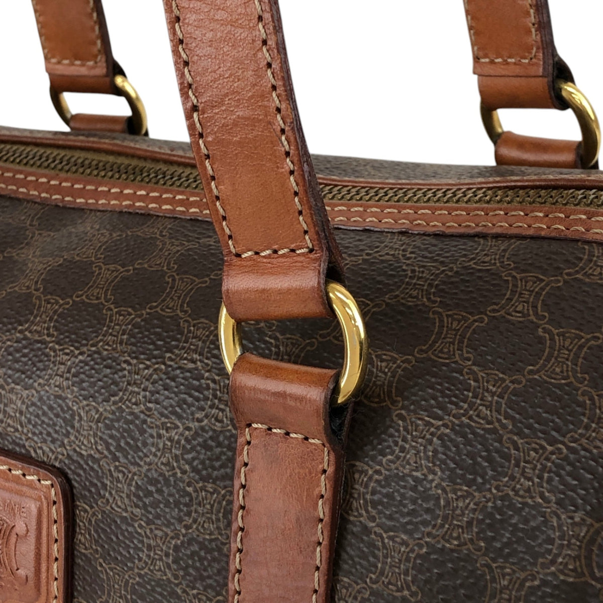 CELINE Macadam Blason Handbag Brown Vintage 4iwnzj