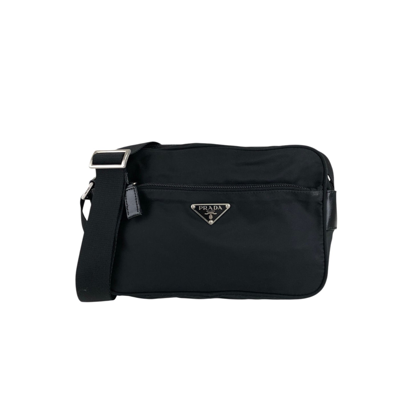 PRADA Tessuto Triangle Logo Shoulder bag Black Vintage rjf7np