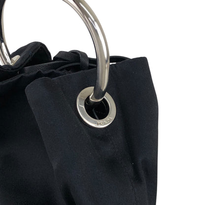 PRADA Triangle Logo Metal Handle Small Handbag Black Vintage dgw5pt