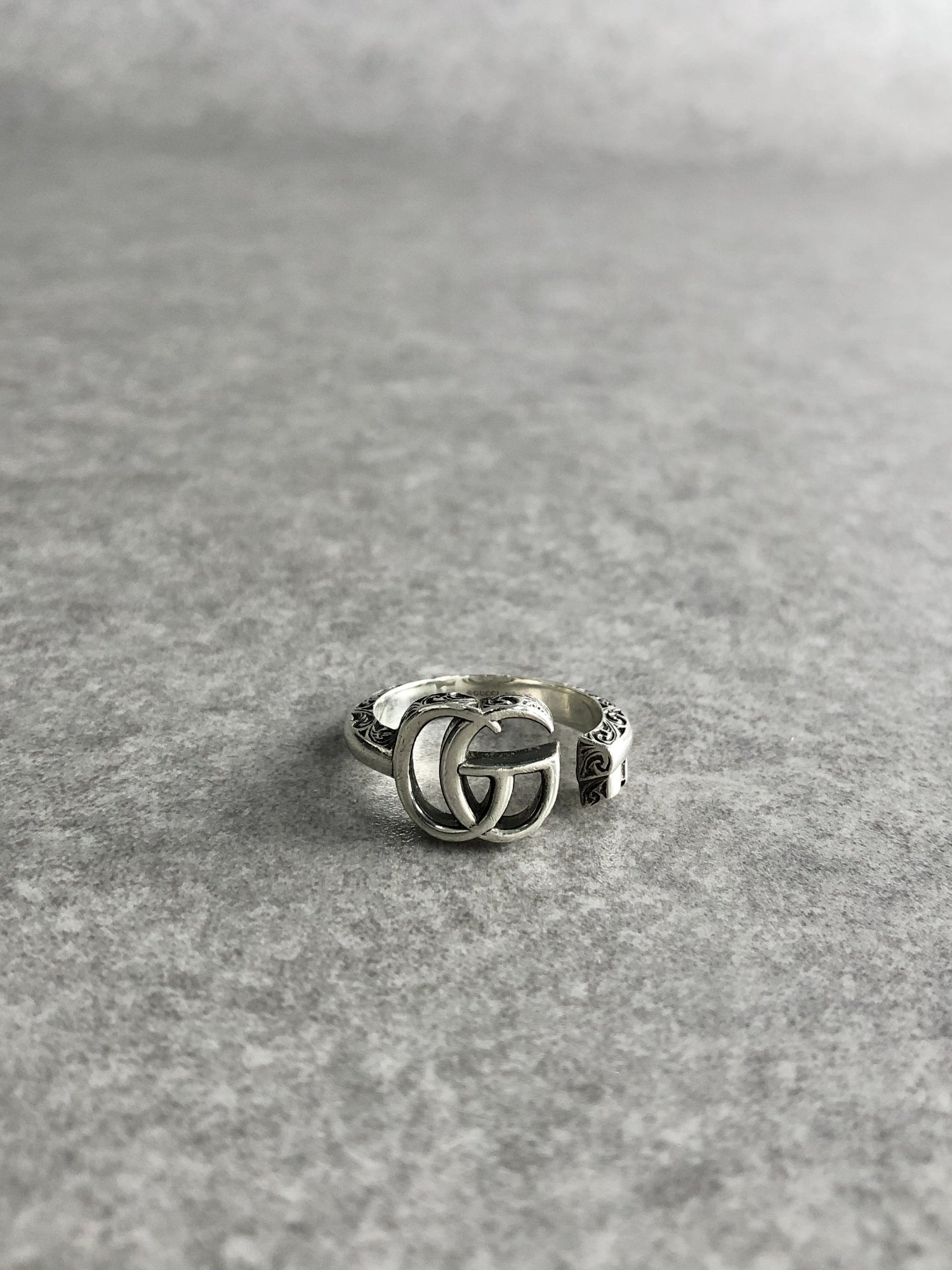 GUCCI Interlocking SILVER925 Ring Silver Vintage 7rftsk