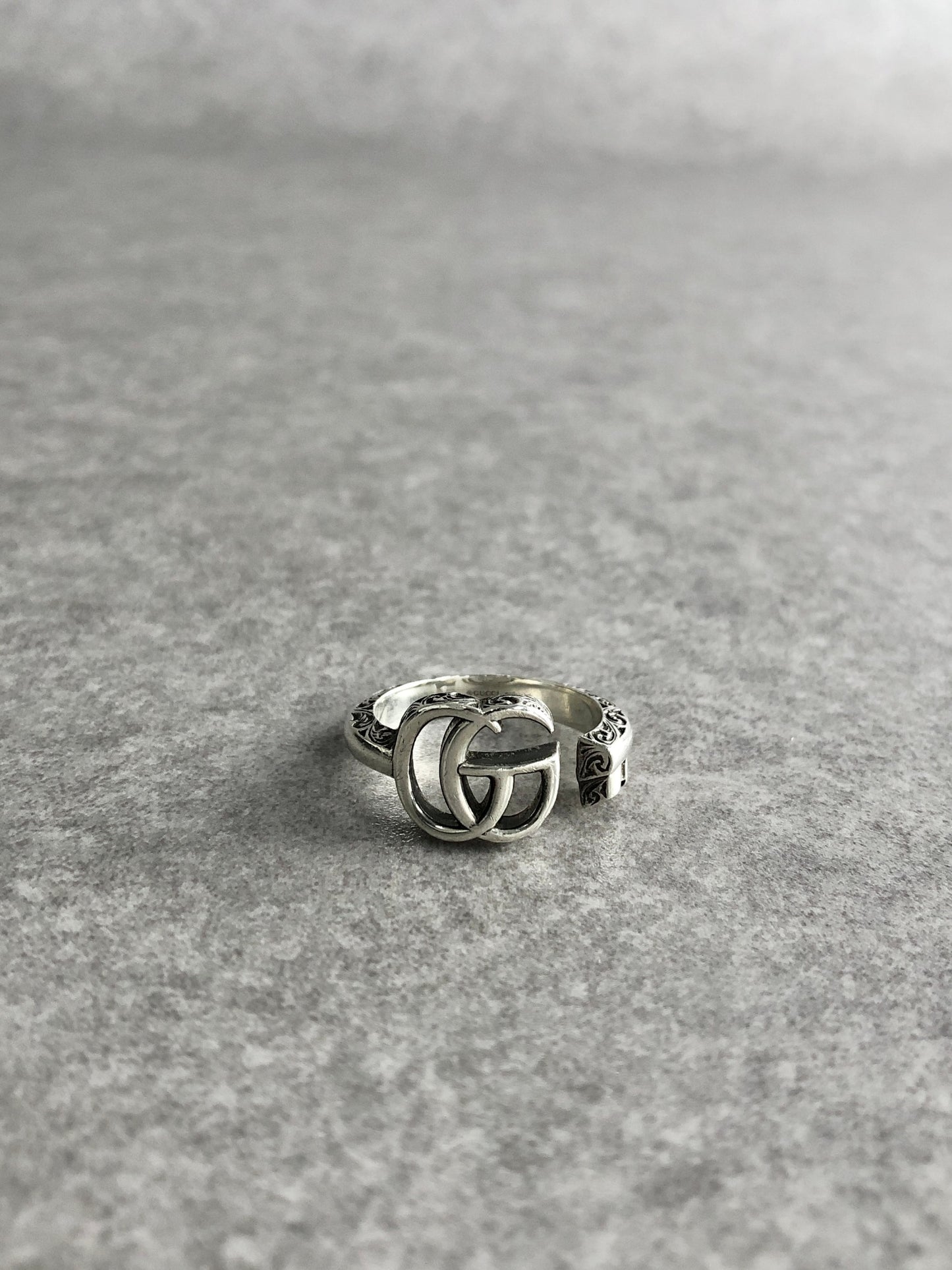 GUCCI Interlocking SILVER925  Ring Silver Vintage 7rftsk