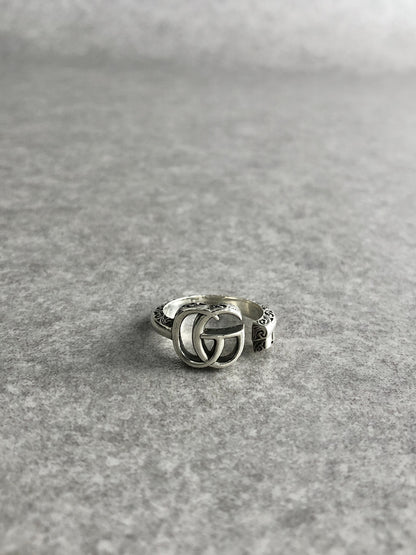 GUCCI Interlocking SILVER925  Ring Silver Vintage 7rftsk