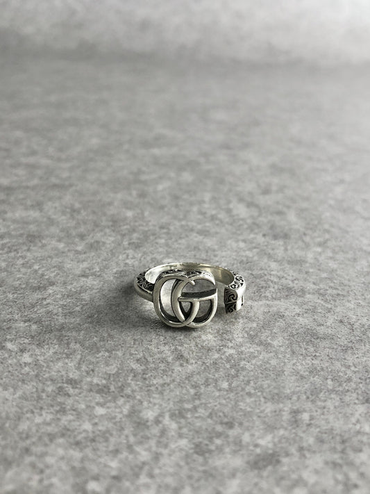 GUCCI Interlocking SILVER925  Ring Silver Vintage 7rftsk