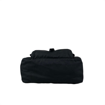 PRADA Tessuto Triangle Logo Front Buckle Shoulder bag Black Vintage fsnzjh