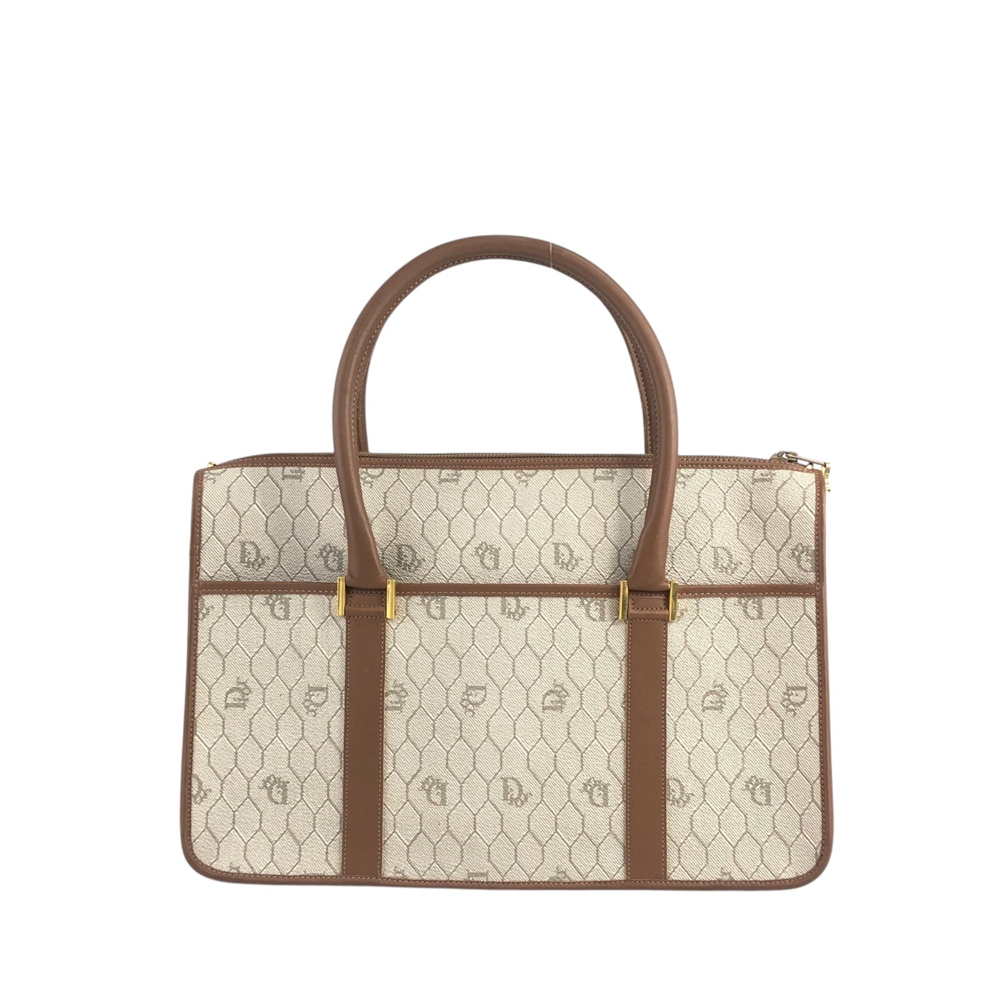 Christian Dior Honeycomb Pattern Handbag Beige Vintage r4yh5k