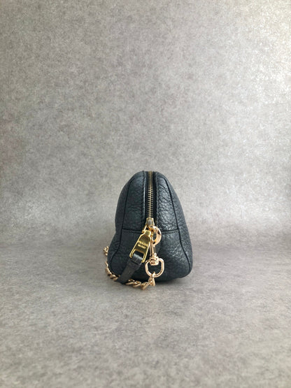 PRADA Logo Small Chain Handbag Navy Vintage vycuvh