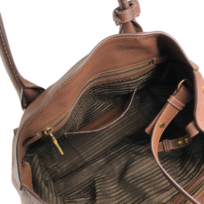 PRADA Triangle Logo Two-way Handbag Shoulder bag Brown Vintage eh2tjx
