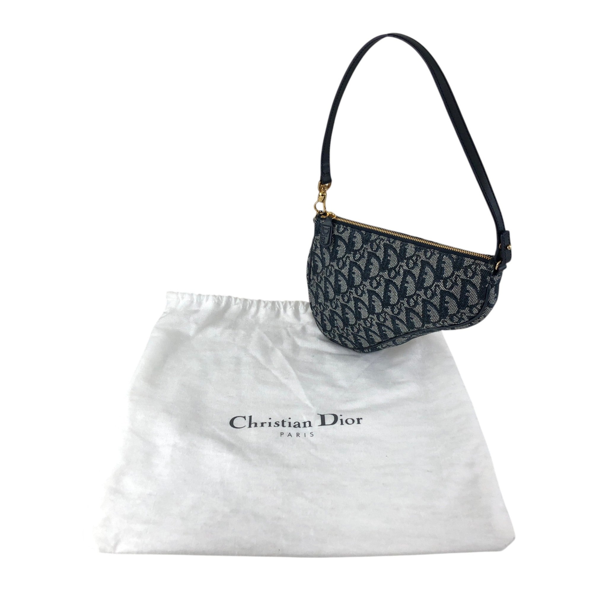Christian Dior Trotter Handbag Shoulder bag Navy Vintage gicr78