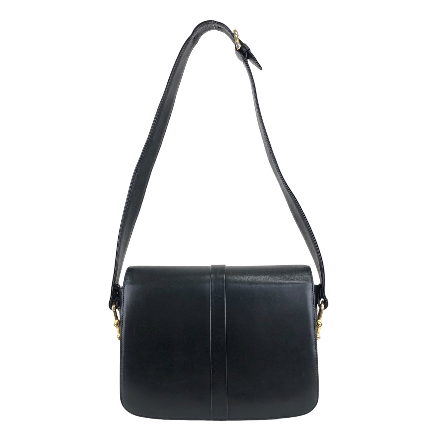 CELINE Horse Carriage Shoulder bag Black Vintage tinnie