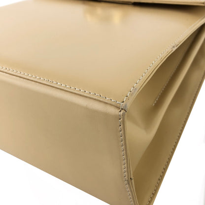 Salvatore Ferragamo Gancini 皮革頂部手把手提包米色復古 2xyxrd 