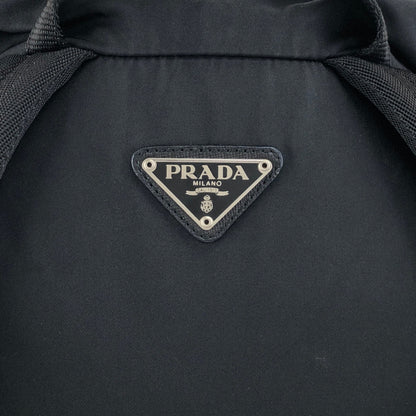 PRADA Tessuto Triangle Logo Front Buckle Double Pocket  Backpack Black Vintage ept4gf