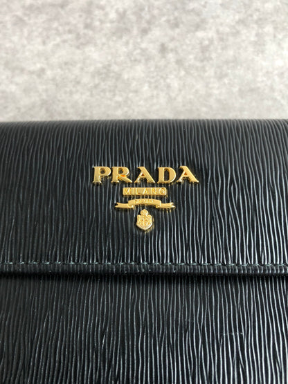 PRADA Logo Long Wallet Black Vintage yvkvsz