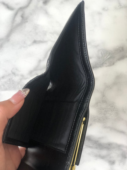 CELINE Macadam  PVC Leather Folded Wallet Black Vintage 5m3ywv