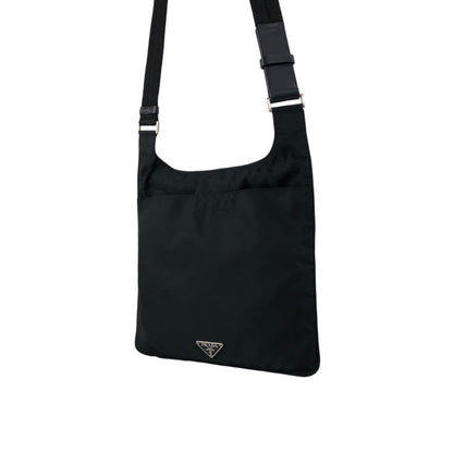 PRADA Tessuto Triangle Logo Shoulder bag Black Vintage 3vh55r