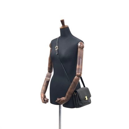 CELINE Triomphe Leather Crossbody Shoulder bag Black Vintage hn5feu