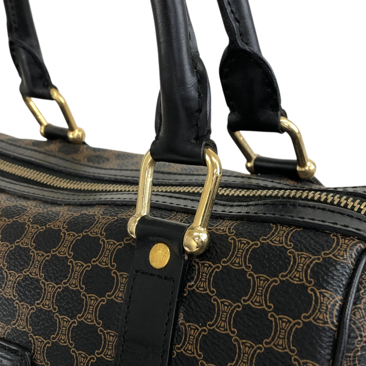 CELINE Macadam Blason Two-way Small Boston bag Shoulder bag Black Vintage anvhd8