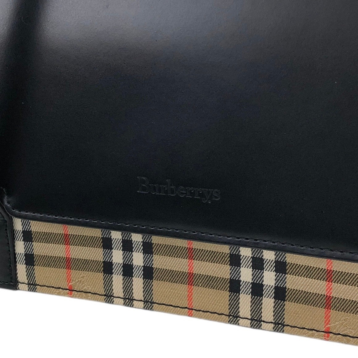 BURBERRY Nova Check Logo Canvas Leather Handbag Black Vintage  aividn