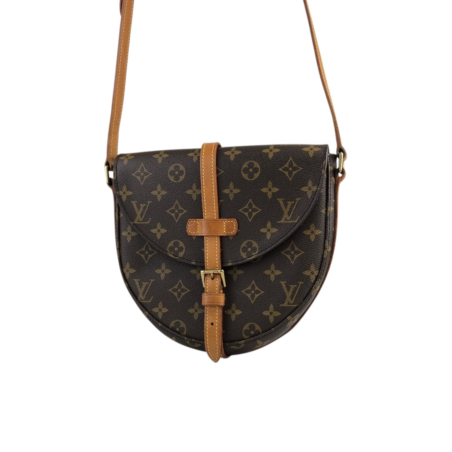 LOUIS VUITTON Monogram Front Buckle  Shoulder bag Brown Vintage u4si84