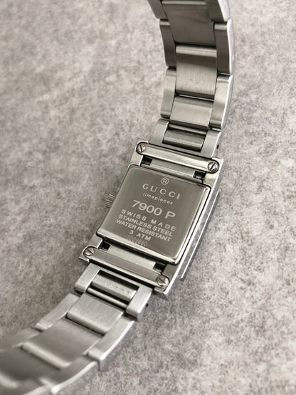 GUCCI Logo Quartz Watch Silver 7900P Vintage 4dstrr