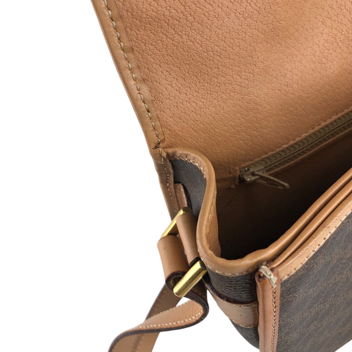 CELINE Macadam Blason Flap Shoulder bag Brown Vintage 7sfwkz