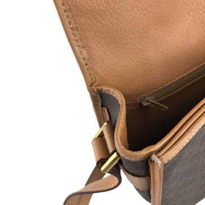 CELINE Macadam Blason Flap Shoulder bag Brown Vintage 7sfwkz