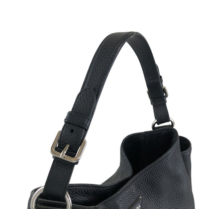 PRADA Triangle Logo Side Pocket Shoulder bag Black Vintage wr45fx