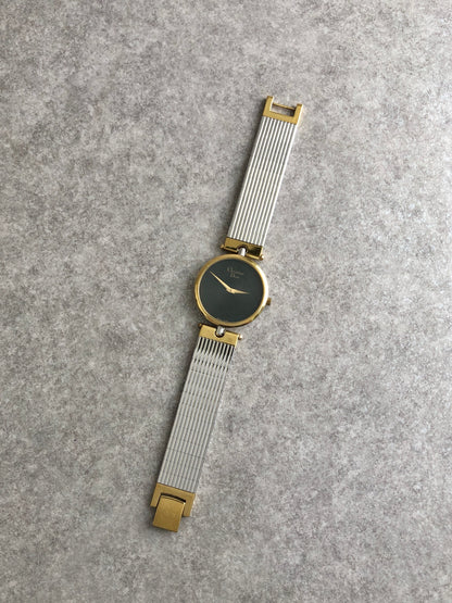 Christian Dior Logo Quartz Watch Silver×Gold 3026 Vintage 3ztkba