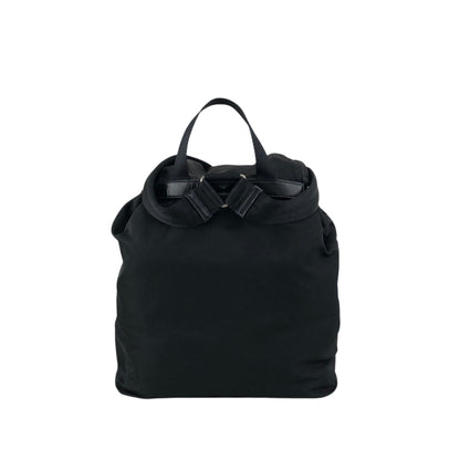 PRADA Tessuto Triangle Logo Front Buckle Backpack Black Vintage vwh35w