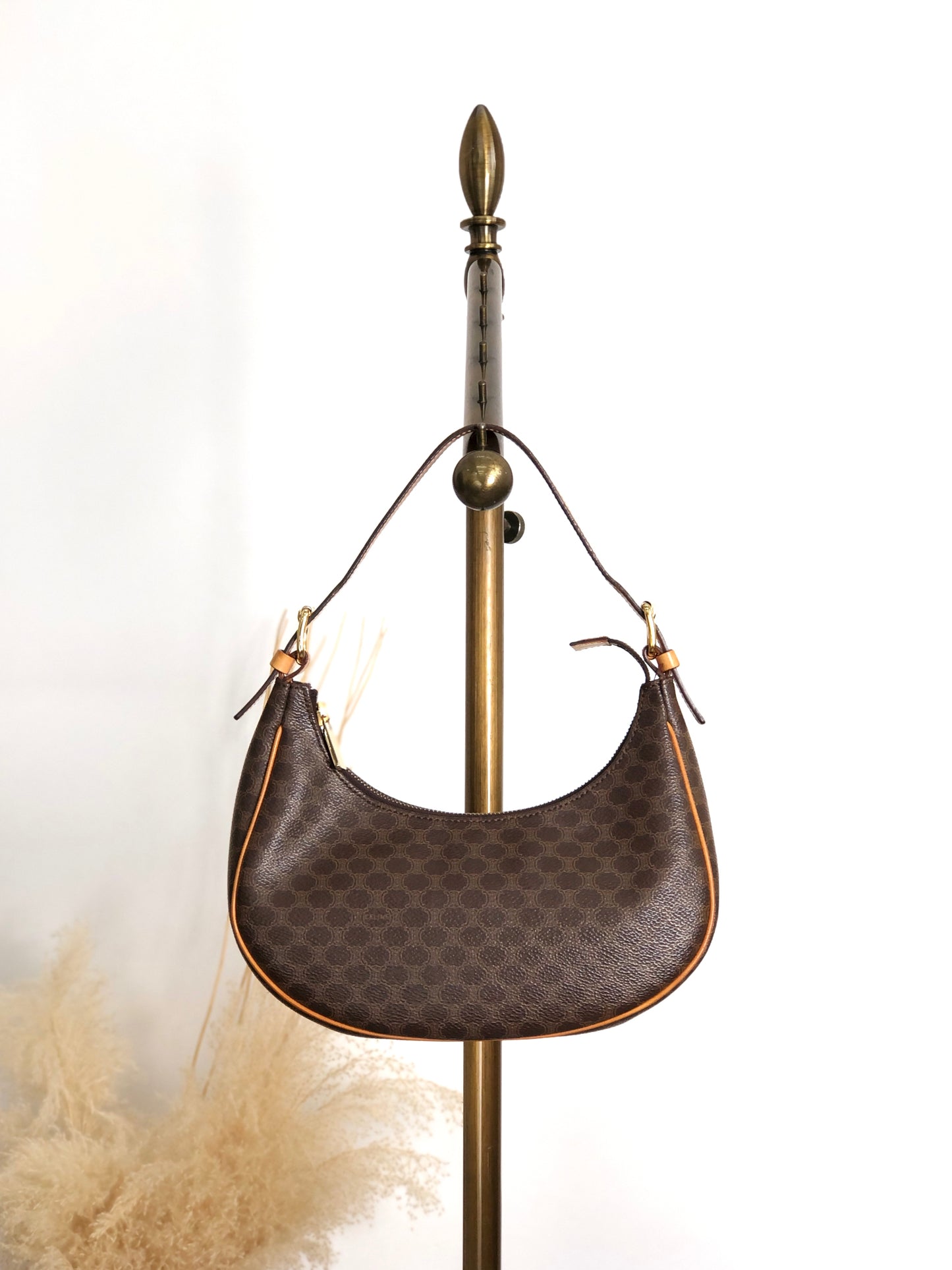 CELINE Macadam Shoulder bag Hobobag Brown Vintage w5cp57