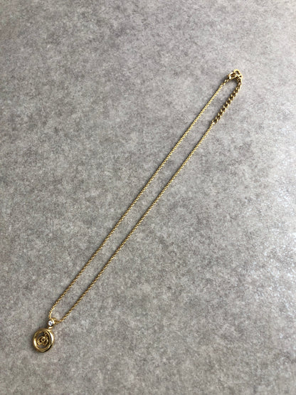 Christian Dior CD Logo Stone Necklace Gold Vintage kwgpwu