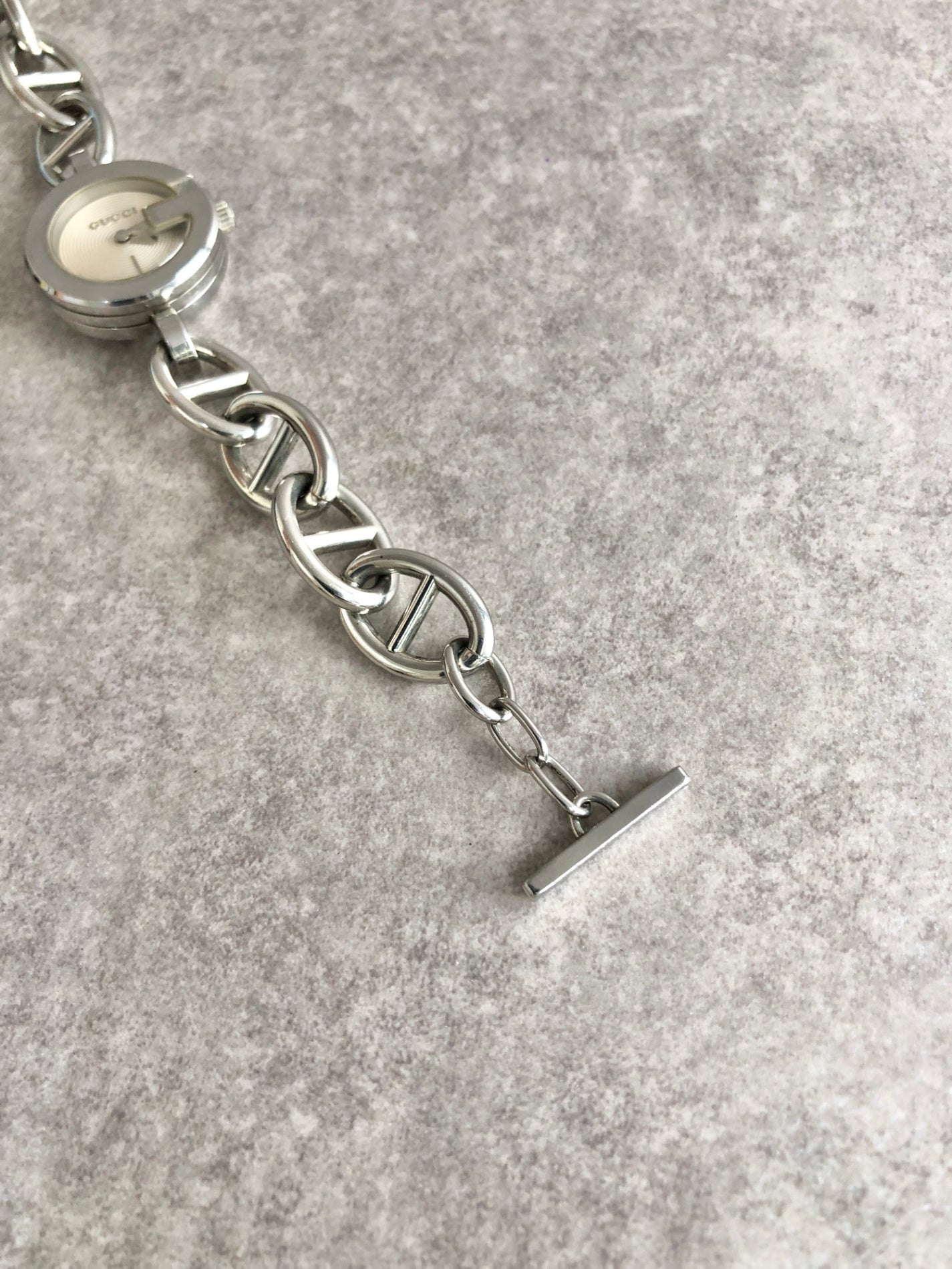 GUCCI Logo Bracelet Watch Silver Vintage 28nhzx