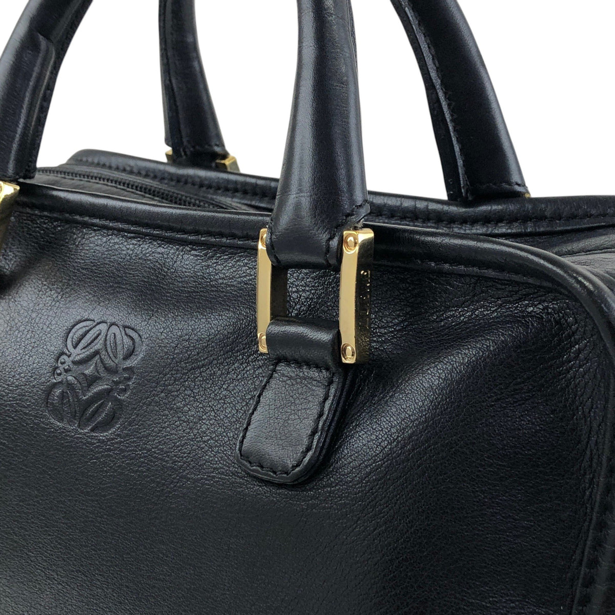LOEWE Amazona Anagram Small Boston bag Handbag Black Vintage jeeyya