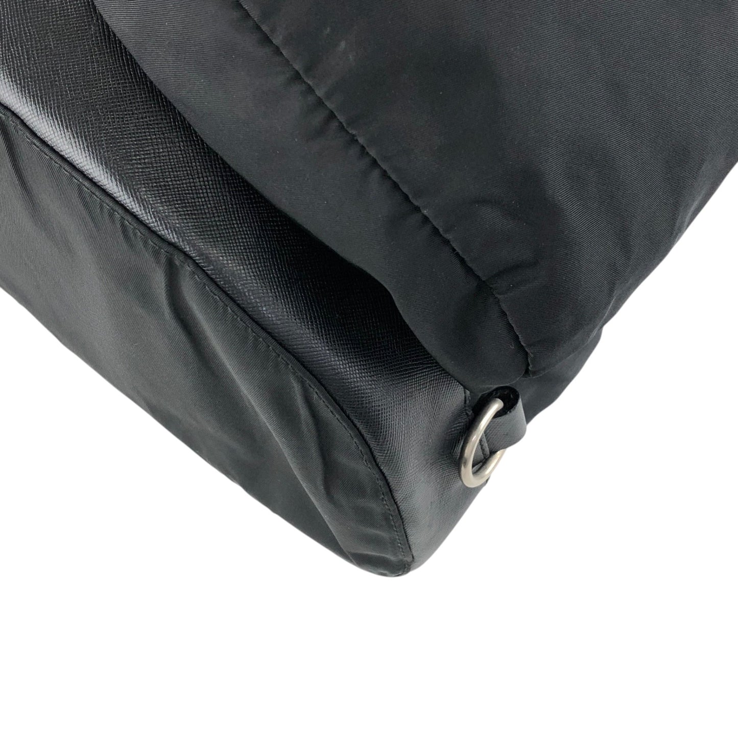 PRADA Tessuto Triangle Logo Front Buckle Double Pocket  Backpack Black Vintage ept4gf