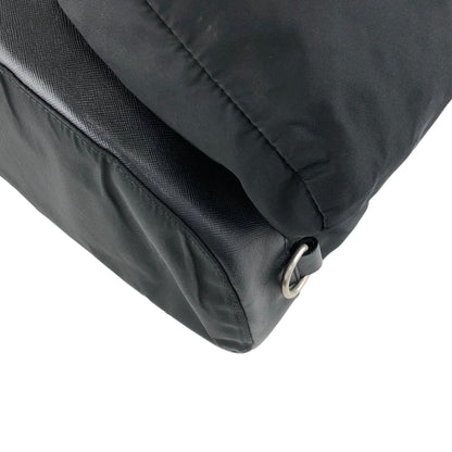 PRADA Tessuto Triangle Logo Front Buckle Double Pocket  Backpack Black Vintage ept4gf