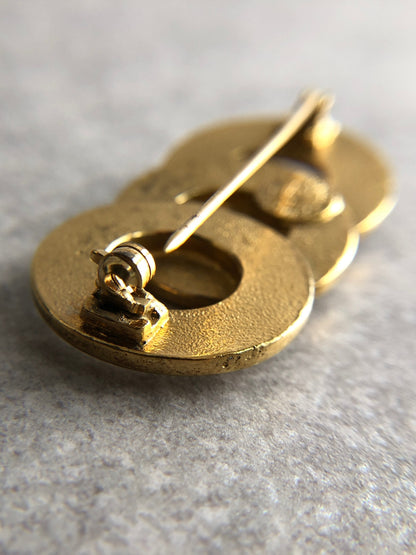 CELINE Circle Logo Brooch Gold Vintage zdjjws